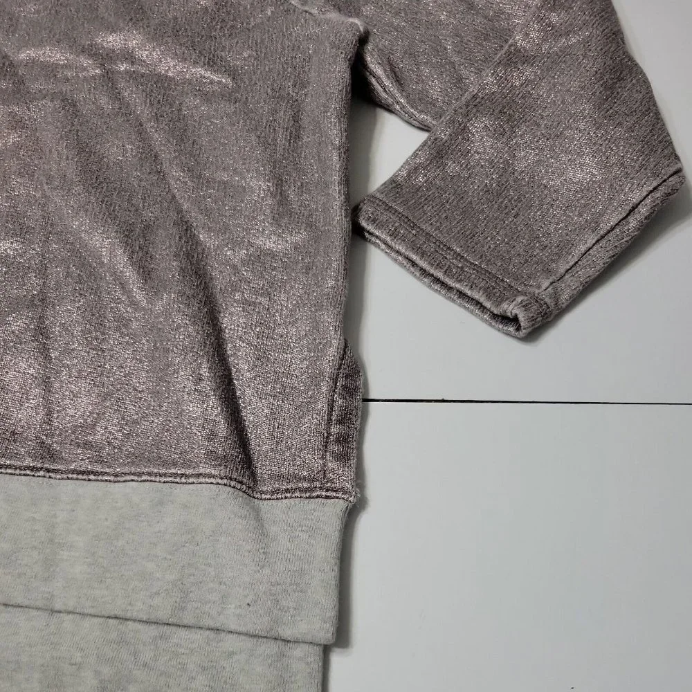 CrewCuts Sweater Girl 12 Grey Crew Neck 100 Cotton Sweatshirt High Low Split Hem - Picture 2 of 12